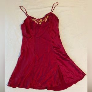 mini red victorias secret 100% silk dress